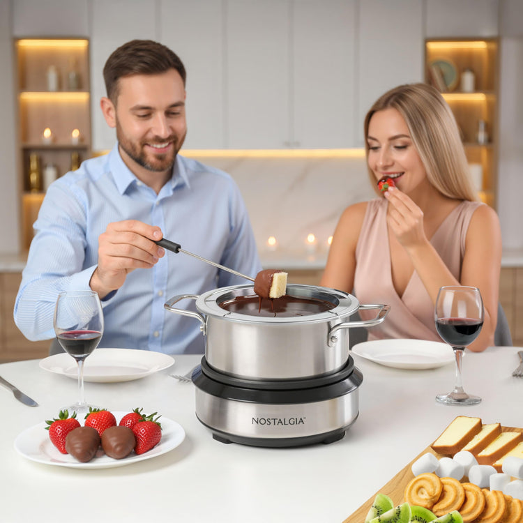 8 Cup Electric Fondue Pot Set for Cheese & Chocolate (8 Count)