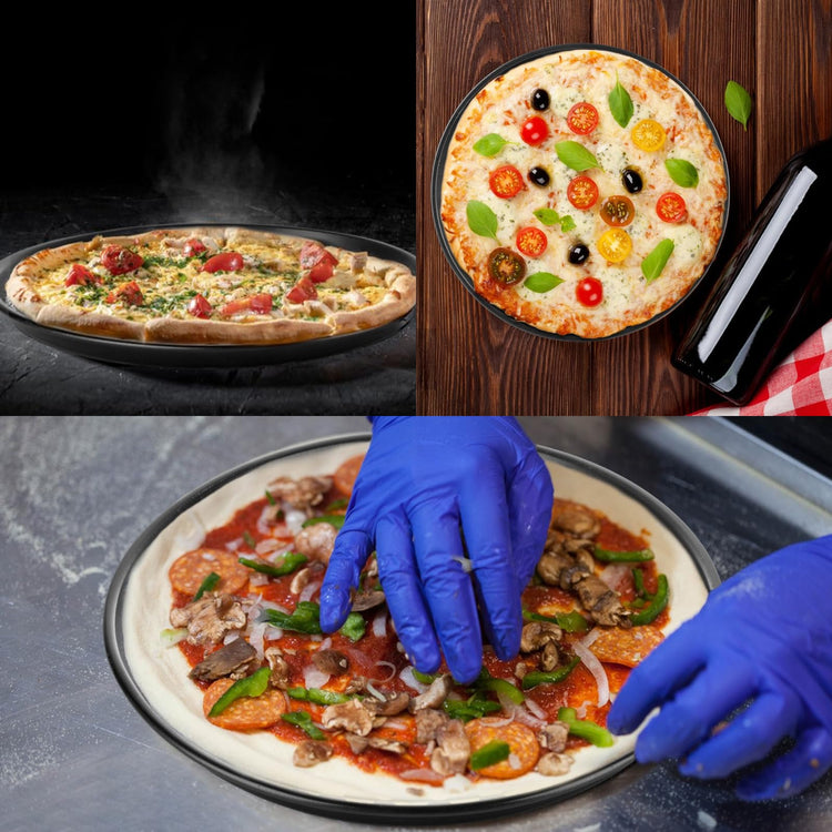 6PCS Pizza Pan with Holes 12 inch Round Pizza Pan Set Nonstick Pizza Baking Pan Carbon Steel Pizza Tray Black Pizza Crisper Pan for Home Baking Kitchen (6 Count)