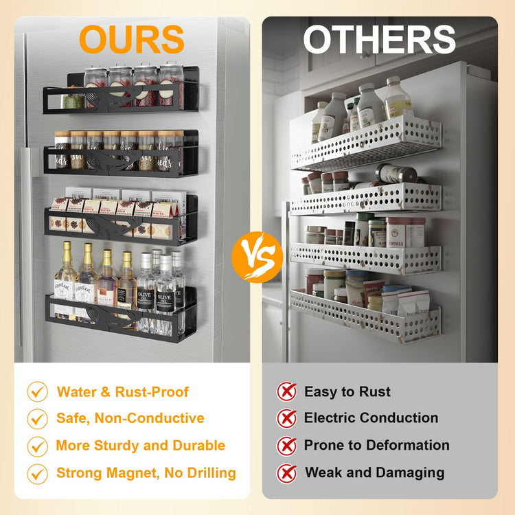 Magnetic Spice Rack for Refrigerator (4 Count)
