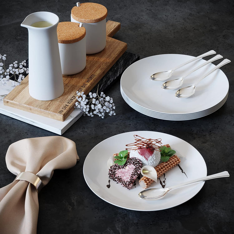 Mini Dessert Spoons - Bulk Pack of 200 Mini Silver Disposable Spoons - 4 Inch Plastic - Bpa Free - Food Safe