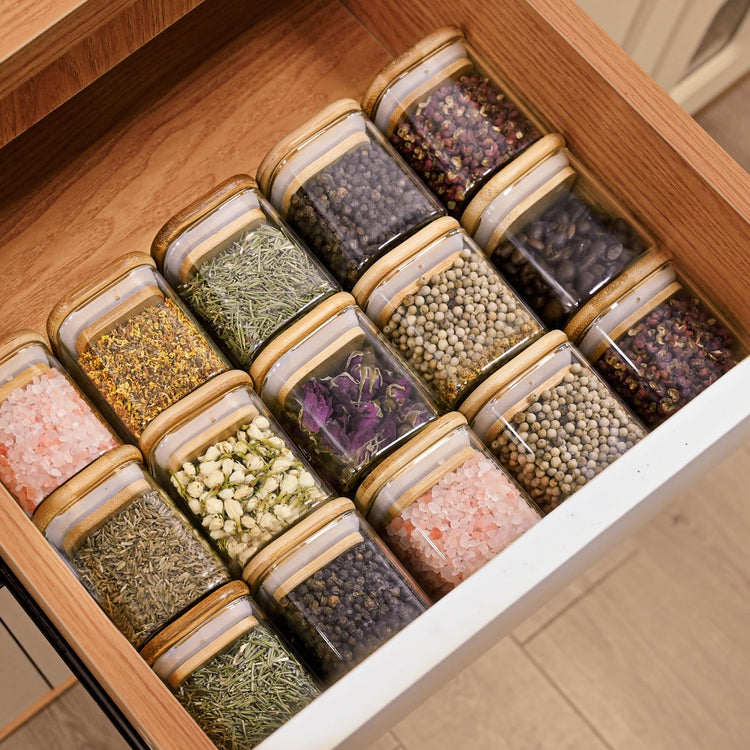 Glass Food Storage Jars Square 4oz (12 Count)