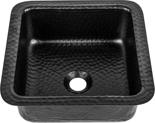 Monarch Abode Kitchen & Bar Sink – 12-inch Glasgow Dual Mount Drop in Bar Prep Sink, Hand Hammered Matte Black Aluminum Sinks, Drop in or Undermount Kitchen Sinks, Decorative Single Dual Mount Bowl