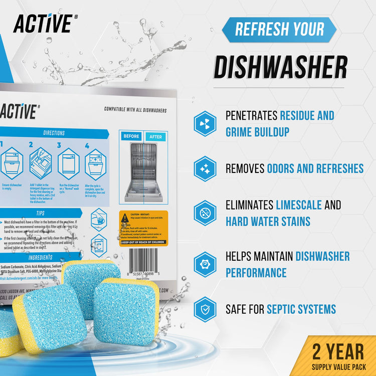 Dishwasher Cleaner Deodorizer Tablets 48 Pack (48 Count)
