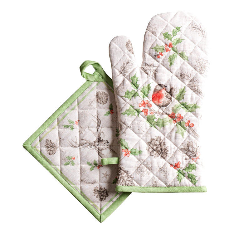 100% Cotton Oven Mitt & Pot Holder Set (2 Count)