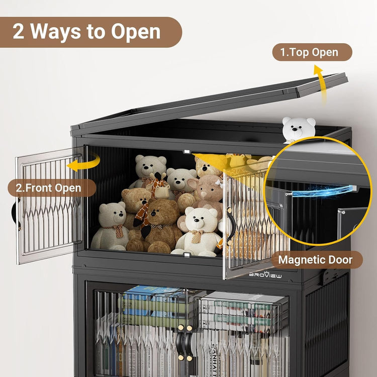360Qt Stackable Storage Bins with 3 Lids, Extra Large Closet Organizer Collapsible Drawer Boxes with Wheels, Folding Plastic Cabinet Containers for Home Kitchen Room Organization, 3Pack Black