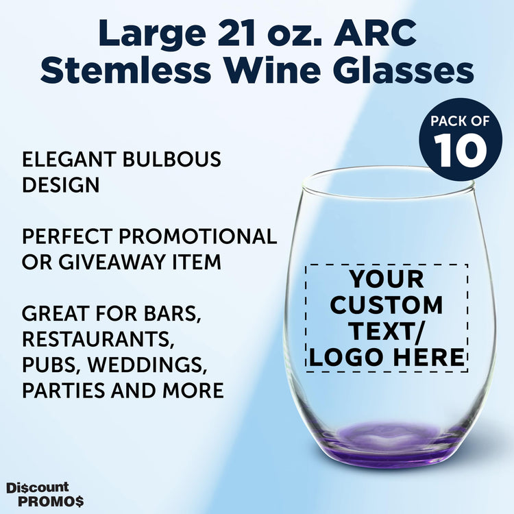 10 ARC Stemless Wine Glasses Set (10 Count)