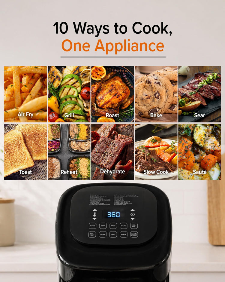 Brio 10-in-1 Air Fryer, 6 QT Capacity with Smart Probe