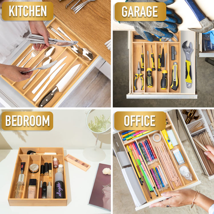 Silverware Organizer Kitchen Drawer Organizer Utensil Organizer Bamboo Silverware Holder Cutlery Organizer in Drawer Flatware Organizer Tray