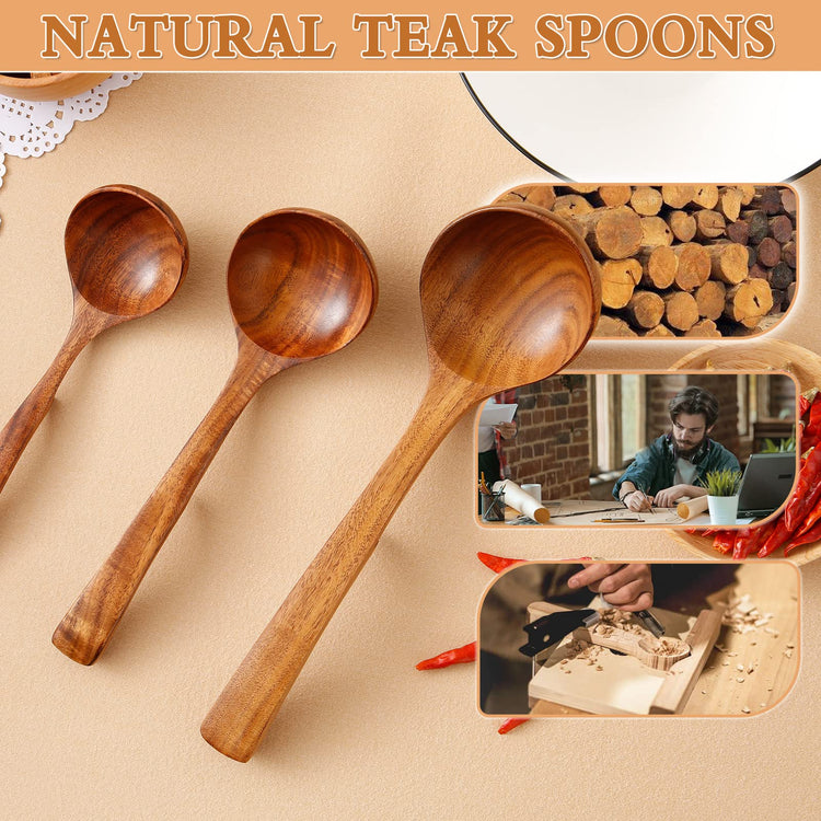 3Pcs Wooden Ladle for Soup (3 Count)