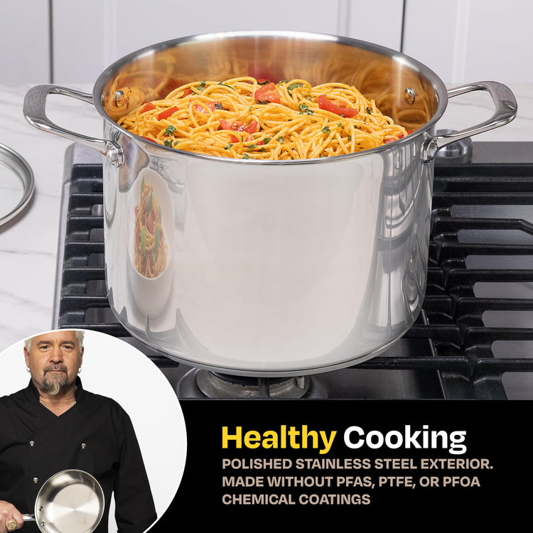 8 Quart Stainless Steel Stock Pot with Glass Lid