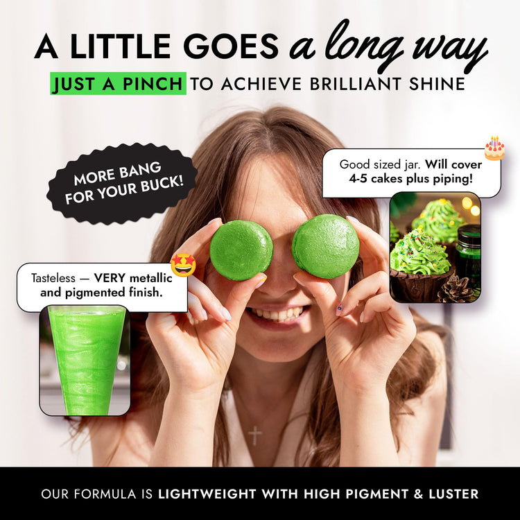 Green Edible Glitter for Drinks & Cakes