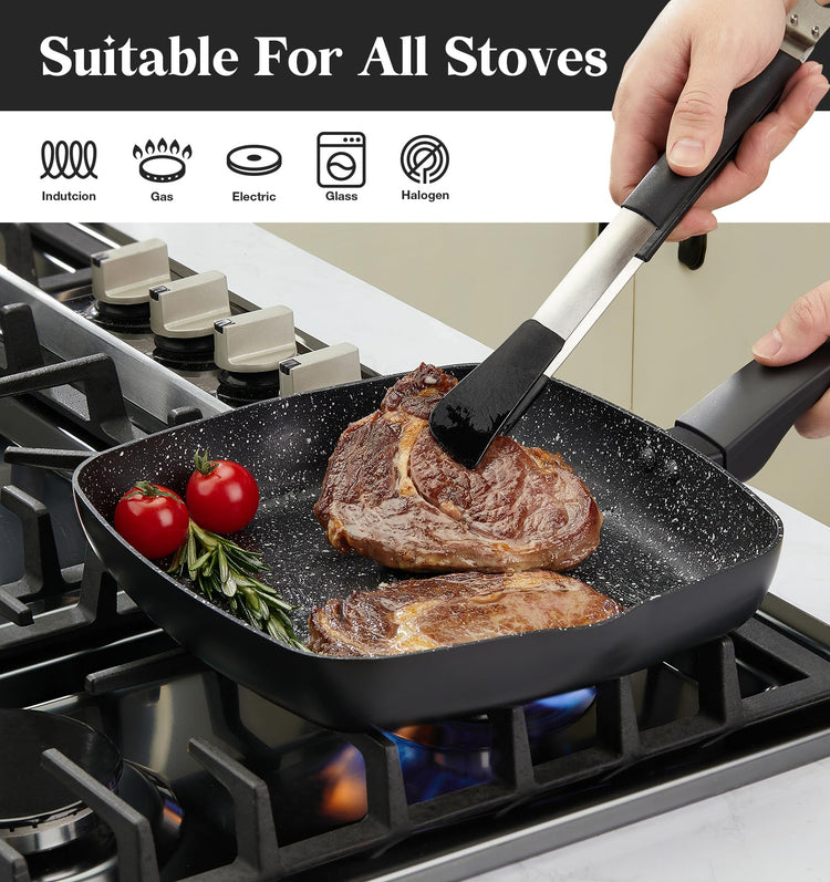 9.5 Inch Nonstick Grill Pan for Stove Tops