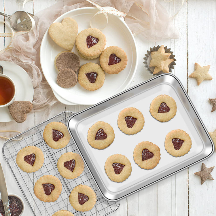 Baking Sheet with Cooling Rack Set [2 Sheets + 2 Racks]