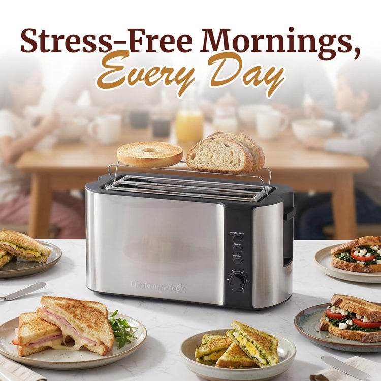 ECT-3100 4-Slice Long Slot Toaster, Stainless Steel