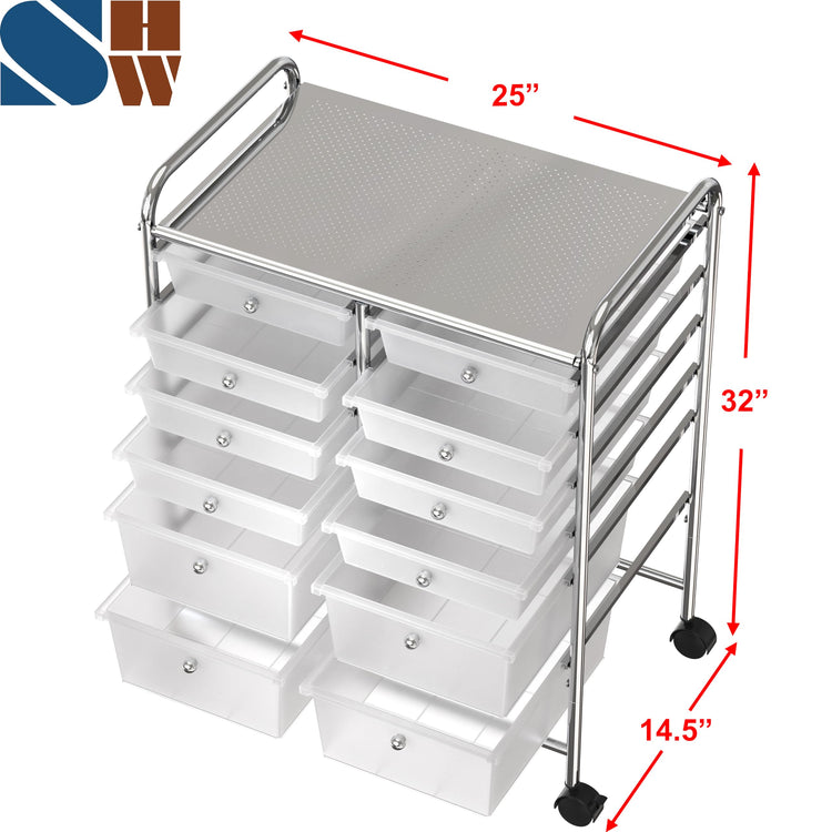 12 Drawers Rolling Utility Cart Organizer
