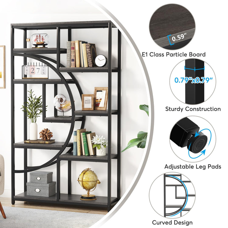 Bookshelf Industrial Etagere Bookcase (2 Count)