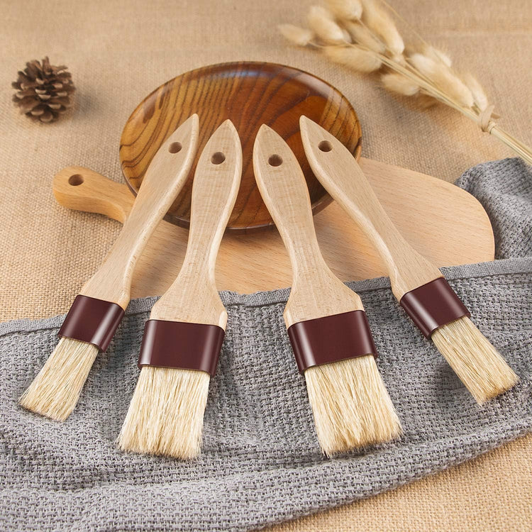 Pastry Brushes for Baking Basting Brush with Boar Bristles and Beech Hardwood Handles Culinary Oil Brush for Barbecue Butter Grill BBQ Sauce Baster Marinade Kitchen Food Cooking Brushes (1/1.5/2/3")