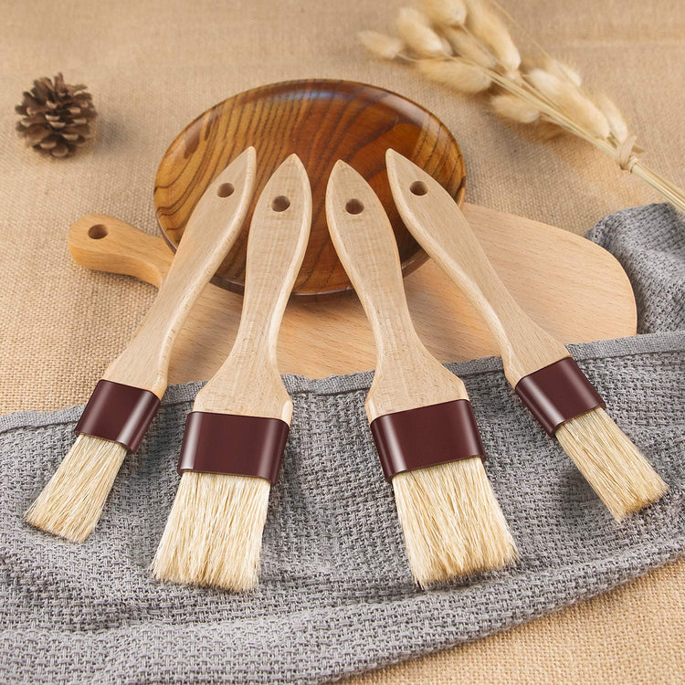 Pastry Brushes for Baking Basting Brush with Boar Bristles and Beech Hardwood Handles Culinary Oil Brush for Barbecue Butter Grill BBQ Sauce Baster Marinade Kitchen Food Cooking Brushes