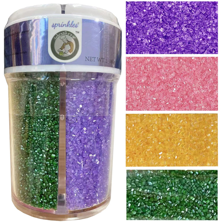 4 Colors Sanding Sugar for Baking Edible Sparkling Coarse Sugar Crystals Sprinkles for Baking Cake Cookie Cupcake Topper Ice Cream Decoration Supplies（Purple Yellow Green Pink）