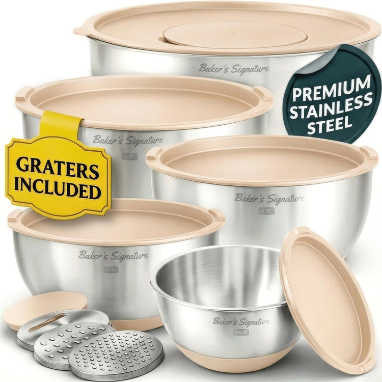 Stainless Steel Mixing Bowls with Lids Set (5 Count)