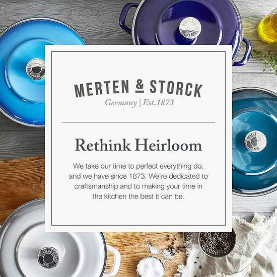 Merten & Storck 5.3QT Round Dutch Oven Casserole Pot with Lid, European Crafted Enameled Iron Stockpot, Induction & All Cooktops, Braising, Stews, Roasting, Slow Cooking, Sourdough, Foundry Red