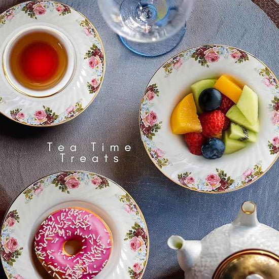 Lynns Paradise Philomena Floral 45-Piece Dinnerware Set | 24K Gold Trim | Embossed Swirl | Plates & Bowls Sets | Apartment Essentials | Home Kitchen Accessories | Floral Design
