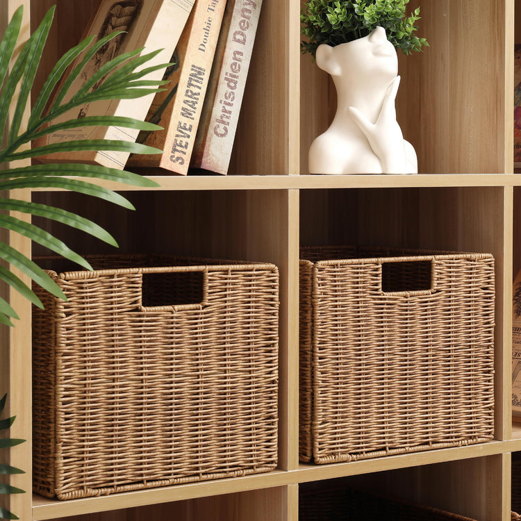 12X12X10in Plastic Wicker Storage Basket (3 Count)