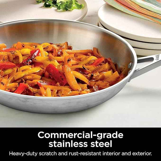 Ninja EverClad Stainless Steel Cookware 7 Piece Pots & Pans Set, Cookware Set, All Stovetops & Induction, Oven Safe to 600°F, Tri-Ply Commercial-Grade, C99007