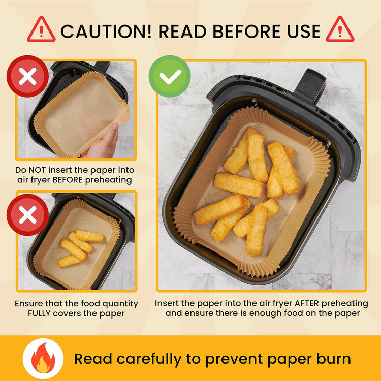 Rectangular Air Fryer Liners Disposable (125 Count)