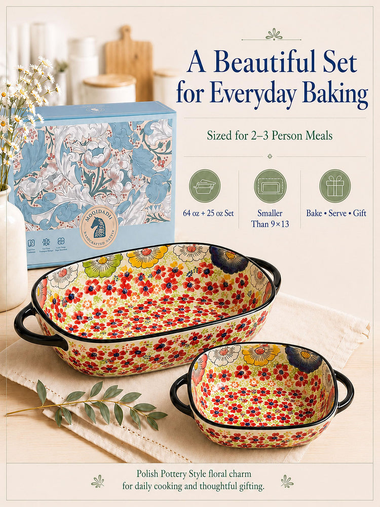 2 Piece Polish Pottery Style Ceramic Baking Dish Set (2 Count)