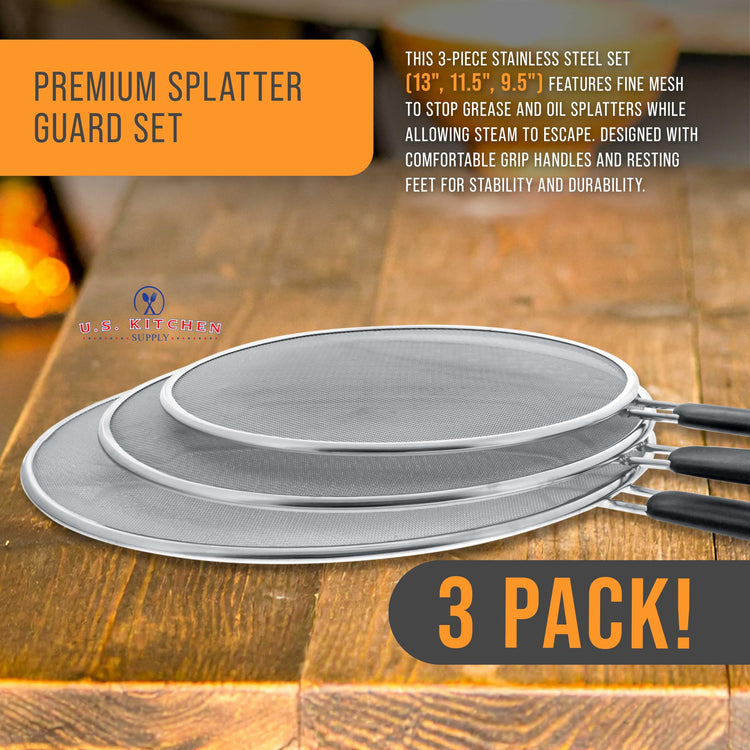 3 Piece Stainless Steel Splatter Guard Set