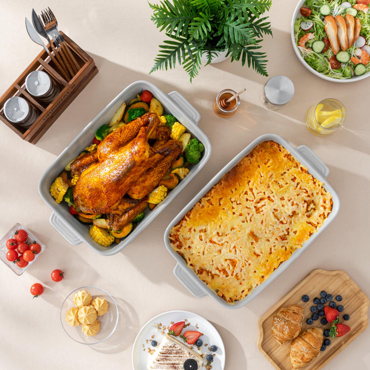 Large 9x13 Ceramic Baking Dish with Handles