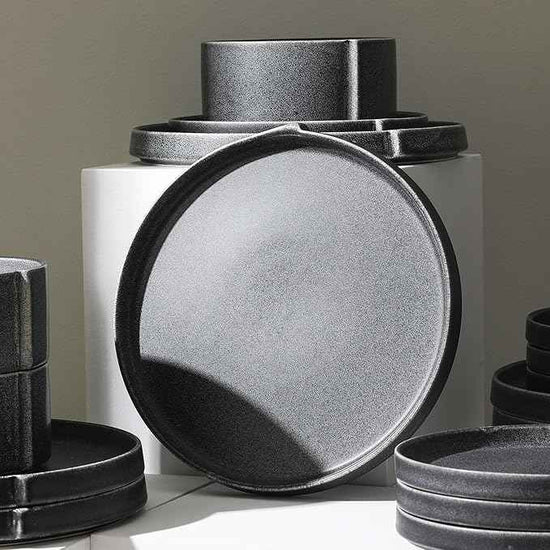 Stone Lain Bao 4-Piece Dinner Plate Set Stoneware, Charcoal