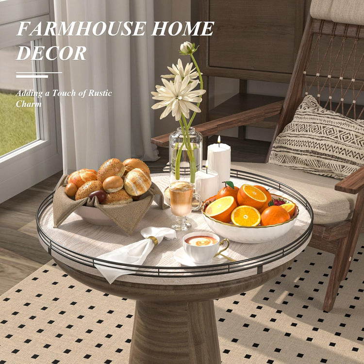 21" Lazy Susan Wood Turntable Organizer for Kitchen Decor, Farmhouse Round Wooden Lazy Susan Organization and Storage for Cabinet, Dining Table, Pantry, Bathroom, Countertop, Centerpiece, Home Decor
