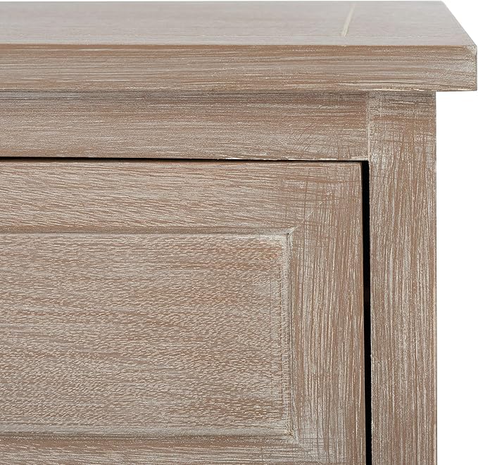 SAFAVIEH Home Collection Carrie White Wash/ Natural Wicker 3-Drawer Storage Nightstand Side Table (Fully Assembled)