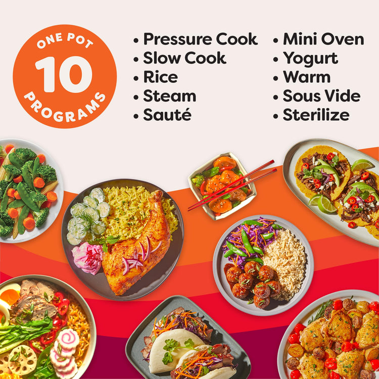 Pro (8 QT) 10-in-1 Pressure Cooker, Slow Cooker, Rice/Grain Cooker, Steamer, Sauté, Sous Vide, Yogurt Maker, Sterilizer, and Warmer, Includes App with Over 800 Recipes, Black