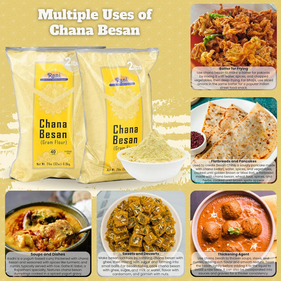Rani Chana Besan (Chickpeas Flour, Gram) 32oz (2lbs) 908g ~ All Natural | Vegan | Gluten Friendly | NON-GMO | Kosher | Indian Origin - Nestoria
