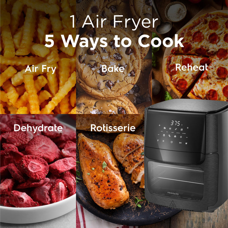 5-in-1 Air Fryer Combo Oven with Viewing Window, Large 12.6 QT Capacity, Digital Display, 5 Cooking Modes, 7 Recipe Presets, Automatic Shake Reminder, PFAS-Free Cooking Surfaces, Black