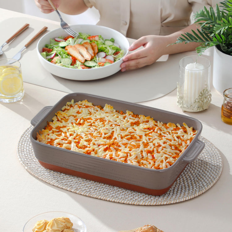 Large 9x13 Ceramic Baking Dish with Handles