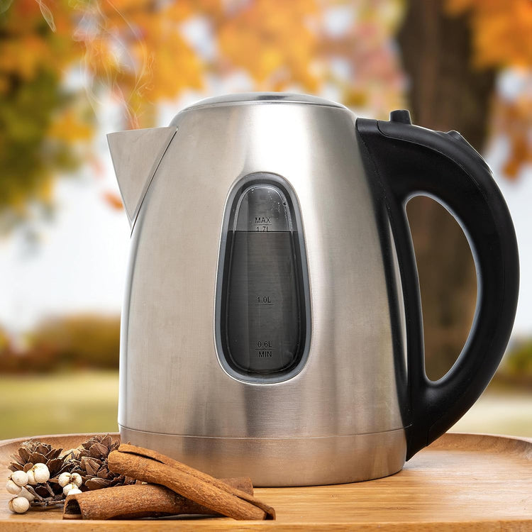 Mixpresso Stainless Steel Electric Kettle, Cordless Pot 1.7L Portable Electric Hot Water Kettle, 1500w Strong Fast Boiling Pot, Water Boiler, Electric Tea Kettle With Boil Dry Protection