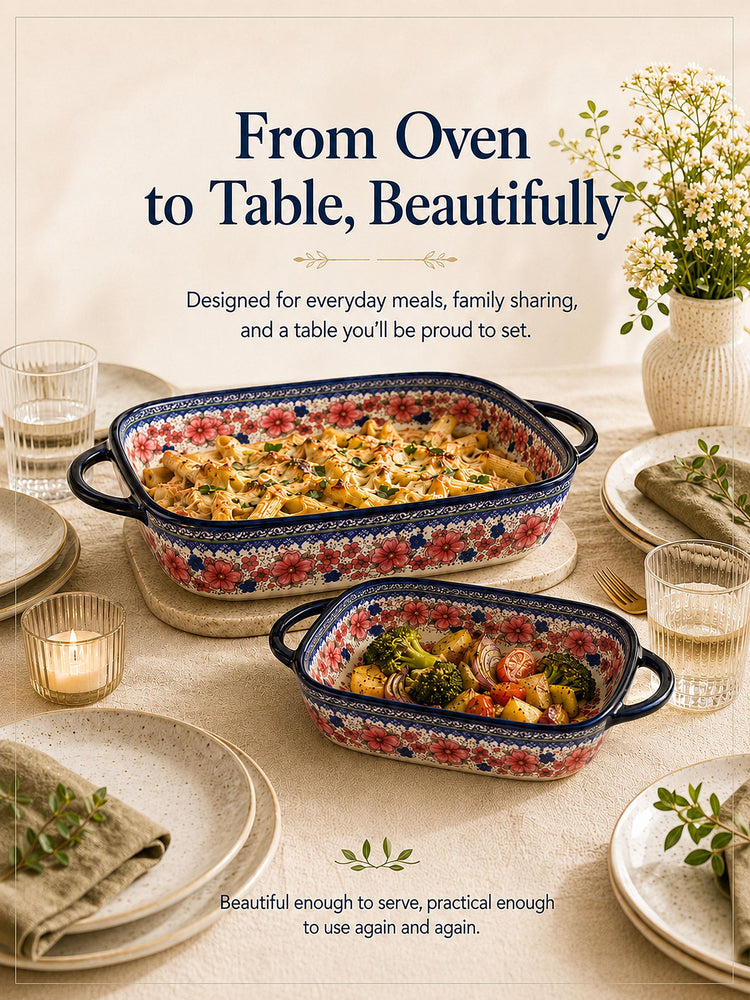 2 Piece Polish Pottery Style Ceramic Baking Dish Set (2 Count)