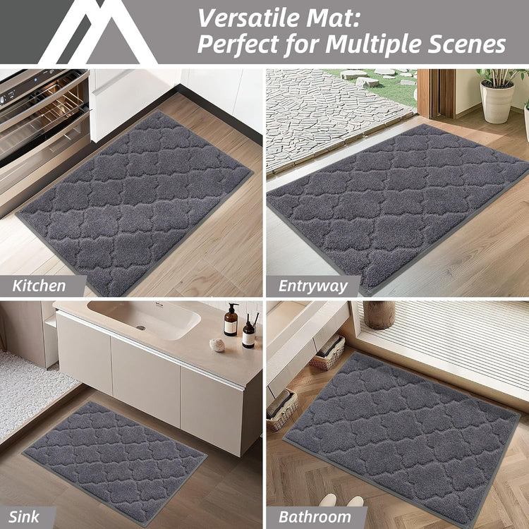 COSY HOMEER Kitchen Rugs Washable Non Slip Kitchen Mats for Floor Absorbent Kitchen Carpet 20" x 32" Soft Rugs for Kitchen,Sink Mat,Entrance,Area Rugs,Dark Grey