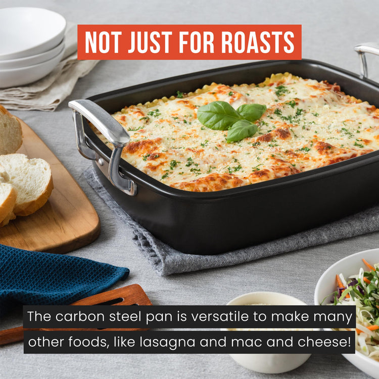 Deluxe Large Carbon Steel Roasting Pan with U
