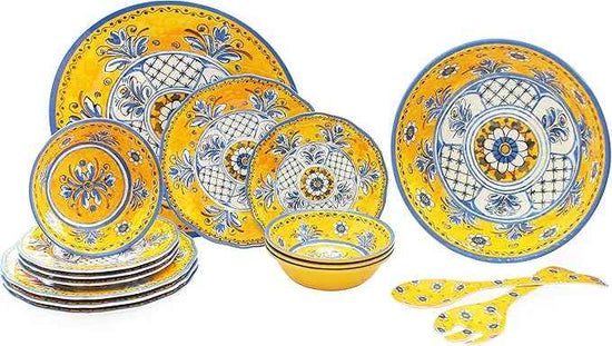 Le Cadeaux Luxury 16 Piece Melamine Dinnerware Set, Service for 4 (Benidorm)