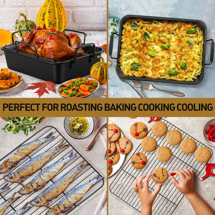 16" Roaster Roasting Pan with Baking Rack and V