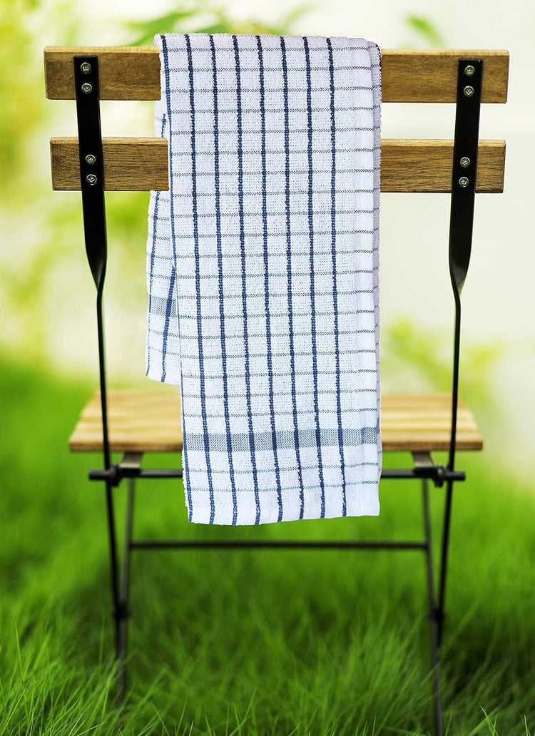 AMOUR INFINI Terry Dish Towels Pack of 4 Highly Absorbent Quick Dry Super Soft 20x28 Inch Kitchen Towel with Hanging Loop for Cleaning & Drying Dishes (Blue) - Nestoria