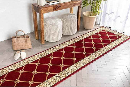 Patrician Trellis Red French European Formal Traditional 3x12 (2'7" x 12') Runner Rug Stain/Fade Resistant Contemporary Floral Thick Soft Plush Hallway Entryway Living Dining Room Area Rug