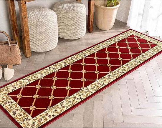 Patrician Trellis Red French European Formal Traditional 2x7 (2'3" X 7'3") Runner Rug Stain/Fade Resistant Contemporary Floral Thick Soft Plush Hallway Entryway Living Dining Room Area Rug