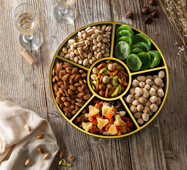 6 Sectional Round Plastic Serving Tray (8 Count)