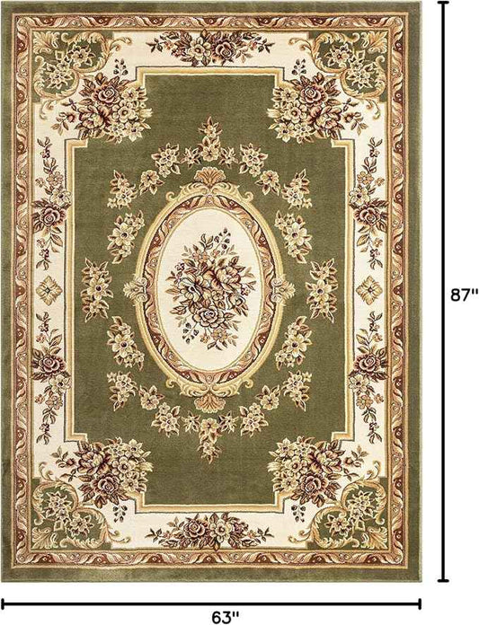 Well Woven Pastoral Medallion Green French Area Rug European Formal Traditional (5'3" x 7'3") Easy Clean Shed Free Modern Classic Thick Soft Plush Living Dining Room Area Rug